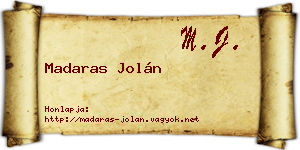 Madaras Jolán névjegykártya