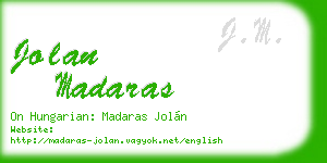 jolan madaras business card